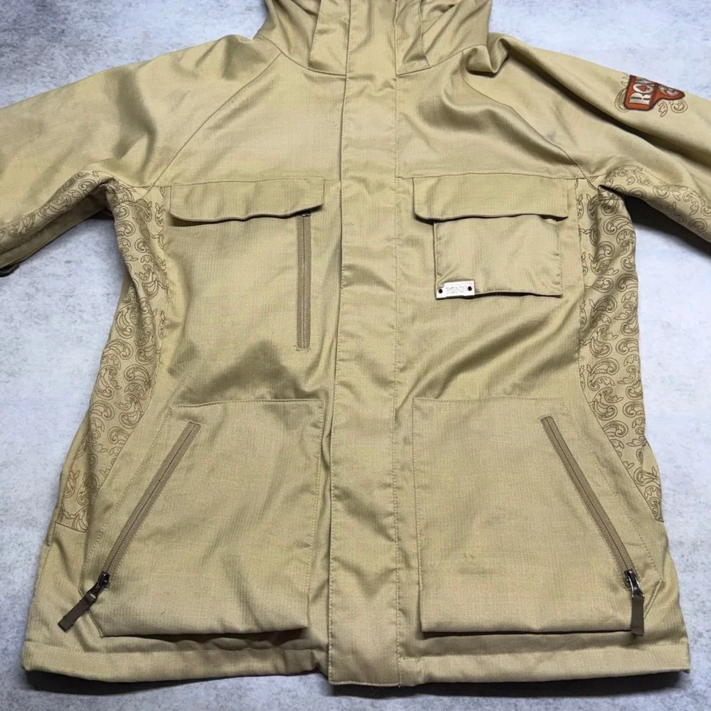 Burton Ronin Snowboard Jacket Mens Medium Tan Y2K Gorpcore Skater Hooded FLAWED*